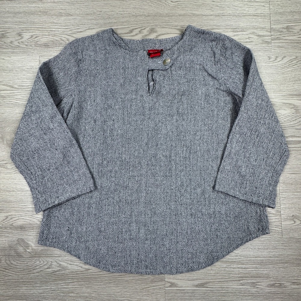 Toofan‎ Women's Tunic Top Gray Salt and Pepper Cotton 3/4 Sleeve Size Medium